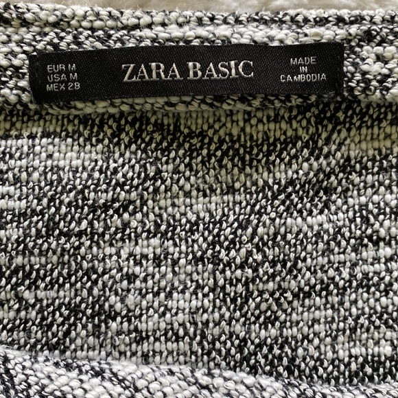 Zara Basic Tweed Asymmetrical Ruffle Black/Cream Skirt Size M - Picture 9 of 10